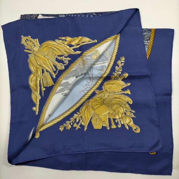 Hermes scarf Carre 90 Navy Blue Silk100% - Picture 9 of 13